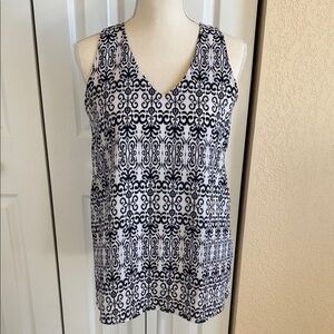 Willi Smith Navy and White Patterned Tank Top